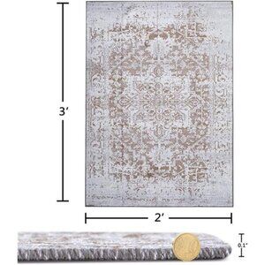 Vintage Boho Persian with 4 Reusable Rug Tapes, Flatweave Ultra Thin 2x3